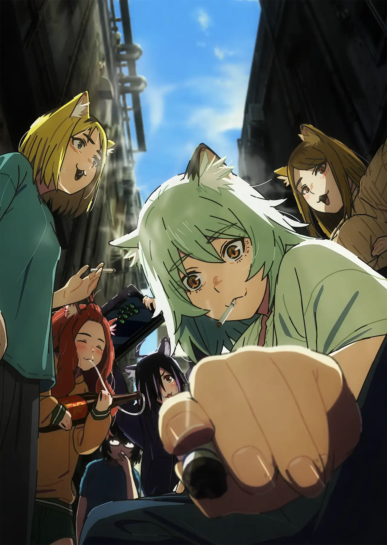 Yani y sus vecinas en el visual oficial de Chainsmoker Cat