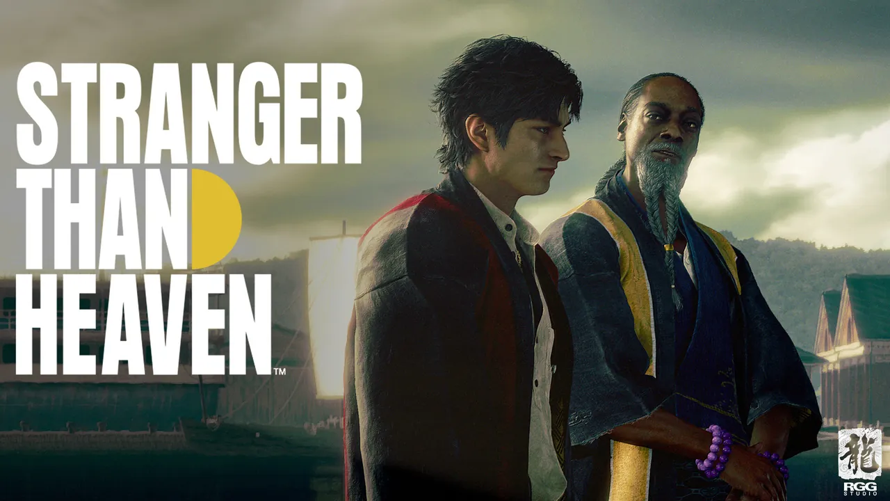 Imagen oficial del tráiler de Stranger Than Heaven con Daito y Orpheus frente al puerto.