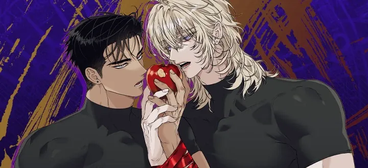 Imagen oficial de Dear.00 con sus dos protagonistas sosteniendo una manzana.