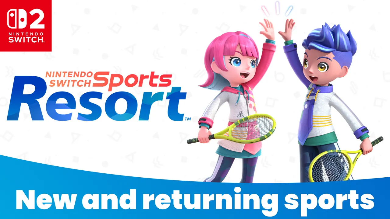 Sportsmates con raquetas en la imagen oficial de Nintendo Switch Sports Resort