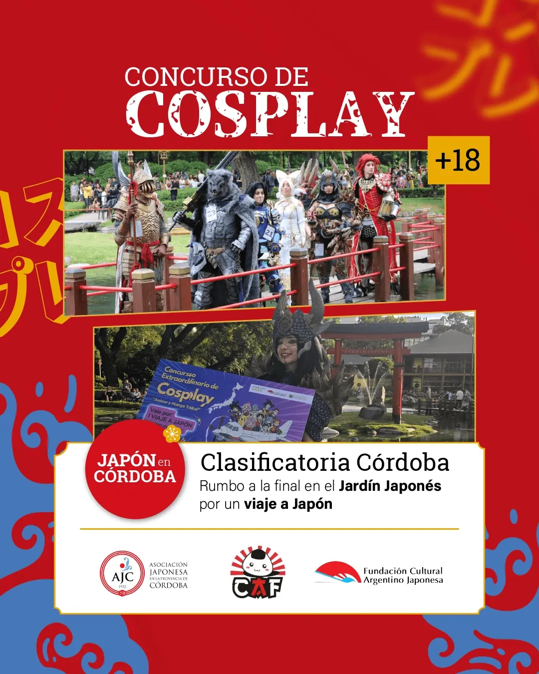 Afiche oficial de la clasificatoria Córdoba de Animé y Manga Taikai con fotografías de cosplayers
