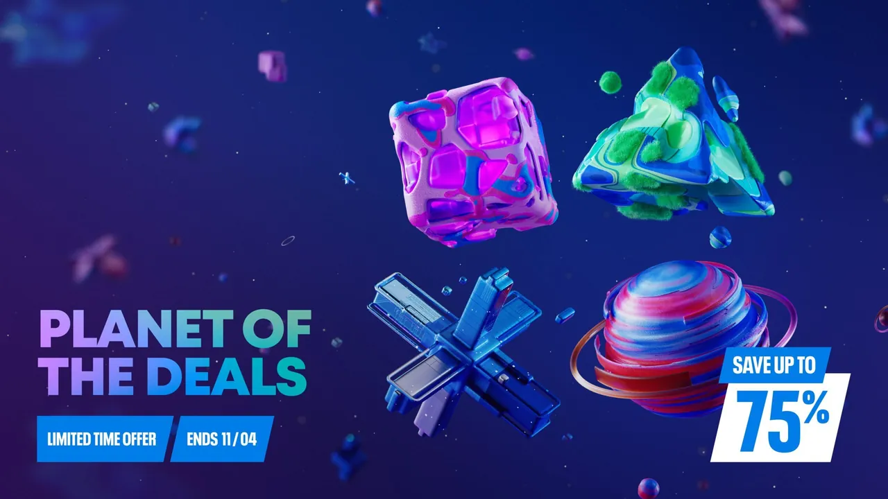 Banner morado Planet of the Deals con símbolos de PlayStation y fecha de cierre 4 de noviembre