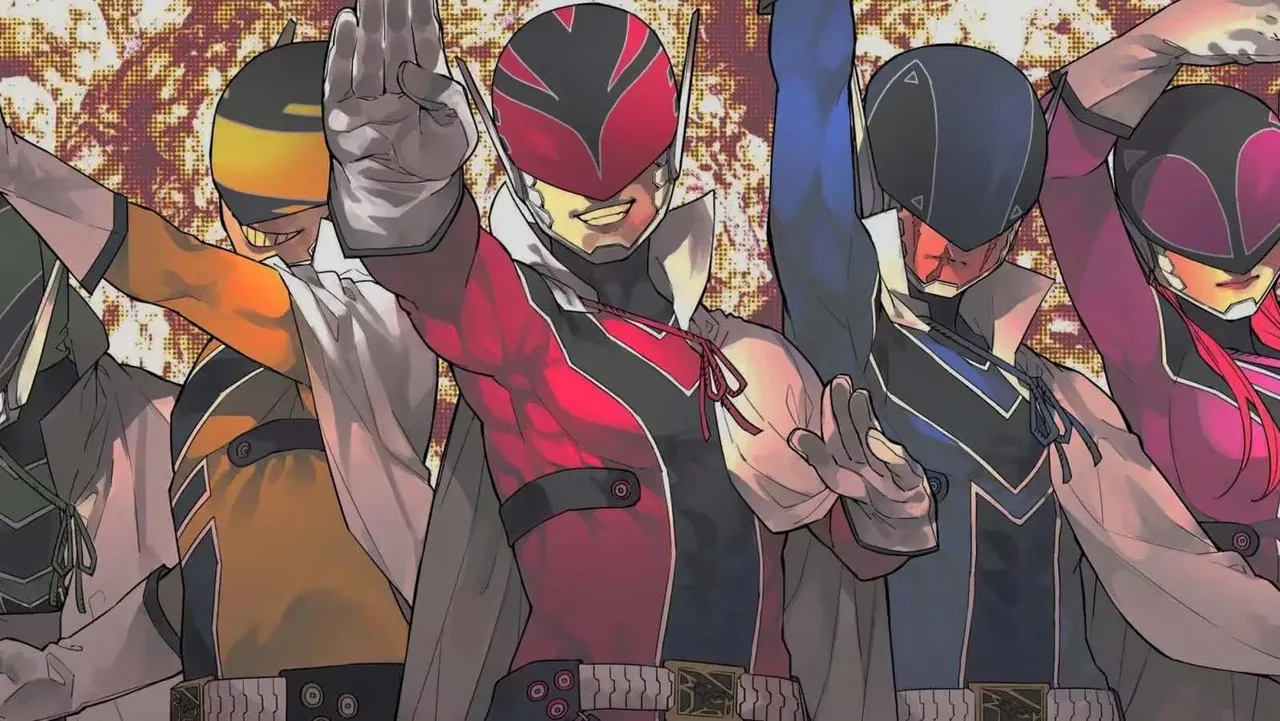 Ilustración del manga Ranger Reject con los miembros de la patrulla del Dragón