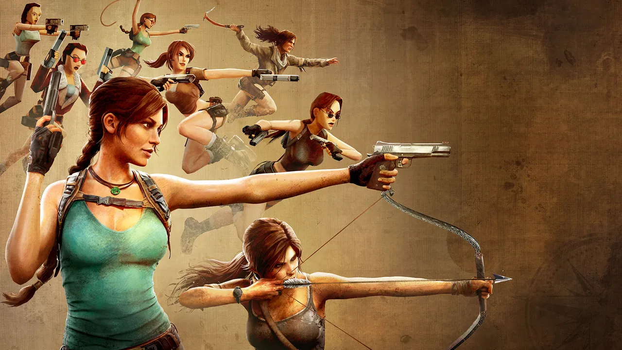 Arte del aniversario treinta de Tomb Raider con distintas encarnaciones de Lara Croft