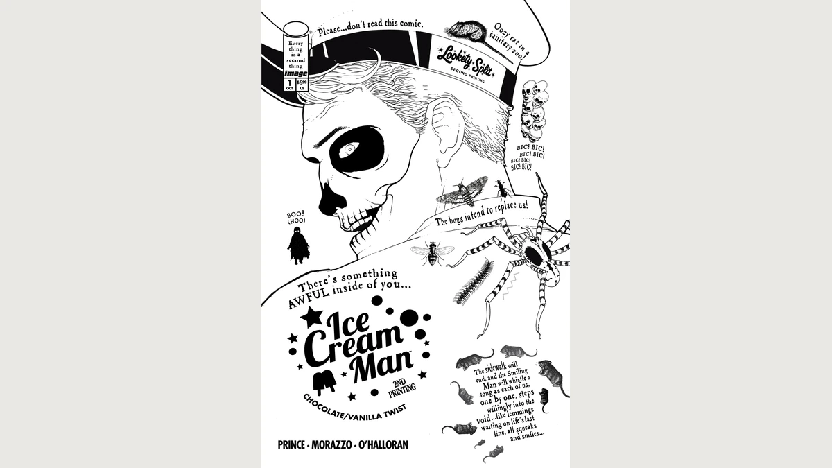 Portada interactiva de Ice Cream Man en blanco y negro